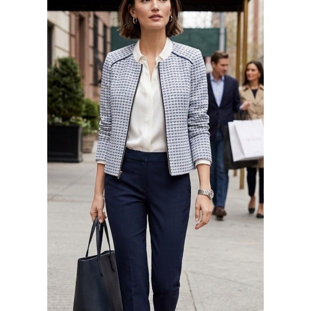 J. Crew Factory Jacquard Full Zip Jacket Preppy Academia New Small